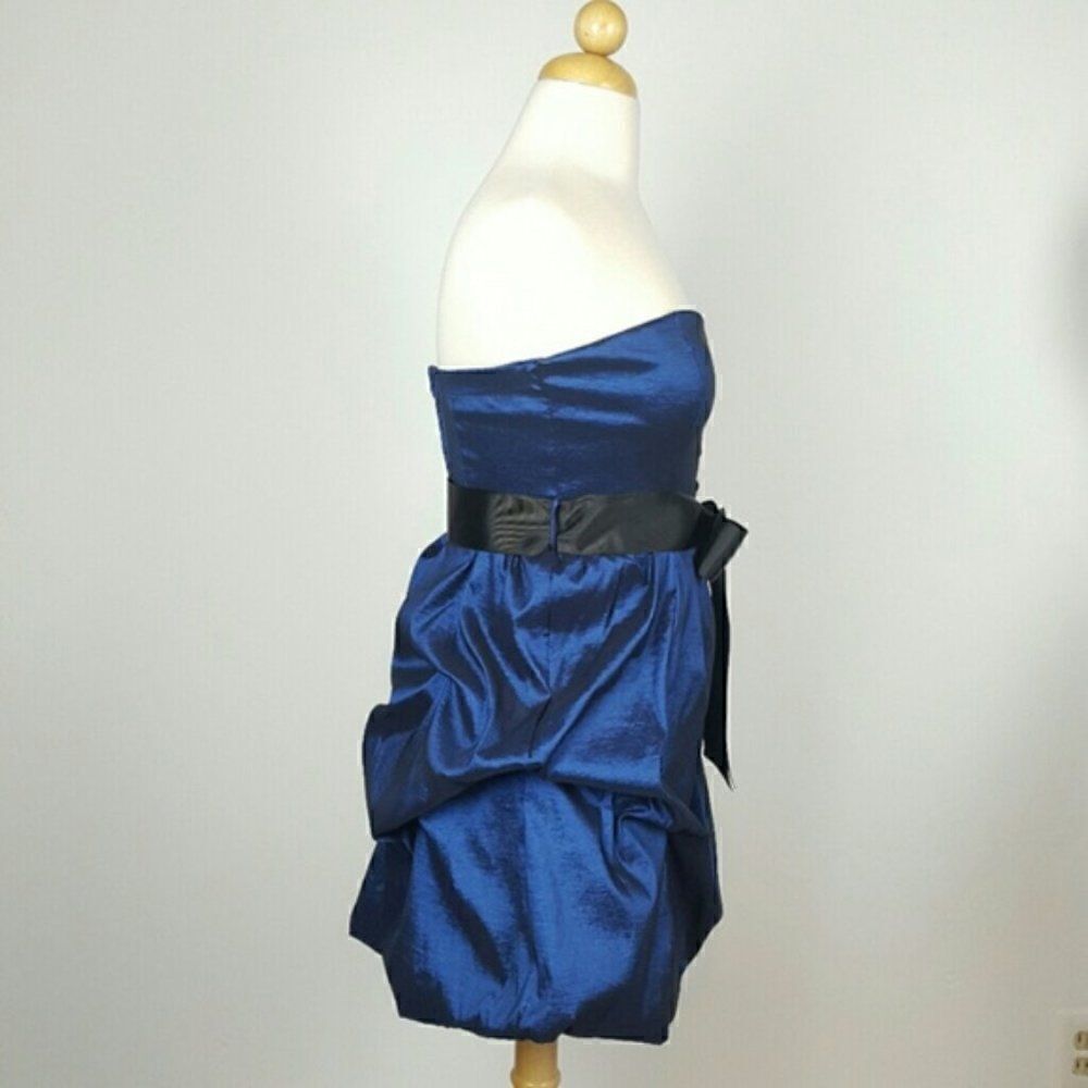 ROYAL‎ BLUE METALLIC DRESS  STRAPLESS  FIT-FARE. Zipper on Back Gothic - Picture 4 of 4